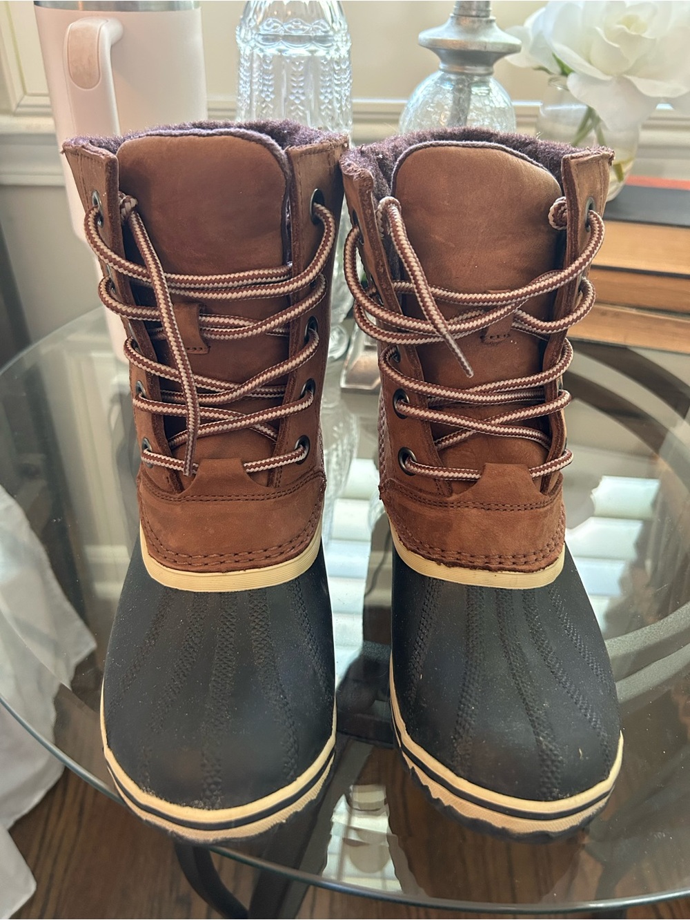 Sorel Women’s Brown and Black Waterproof Lace-Up Snow Boots